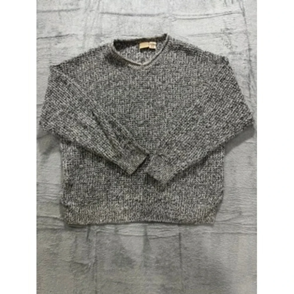 Vintage‎ Fargo Marled Knit Sweater XL Gray Grandpa Core Textured V Neck
